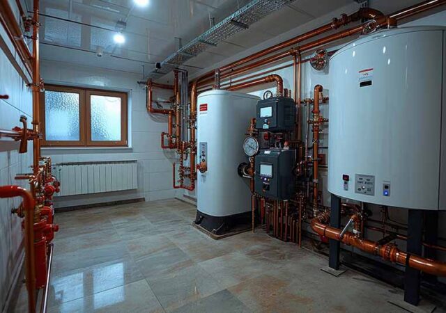 Flue Gas-Heated Hot Water Heating System