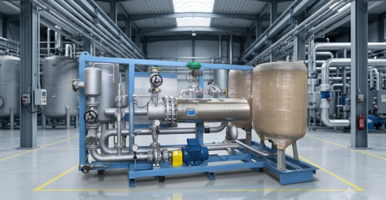Waste Heat Hot Water Heating System installed in an industrial plant